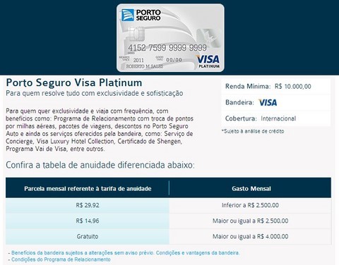 CARTÃO DE CRÉDITO PORTO SEGURO